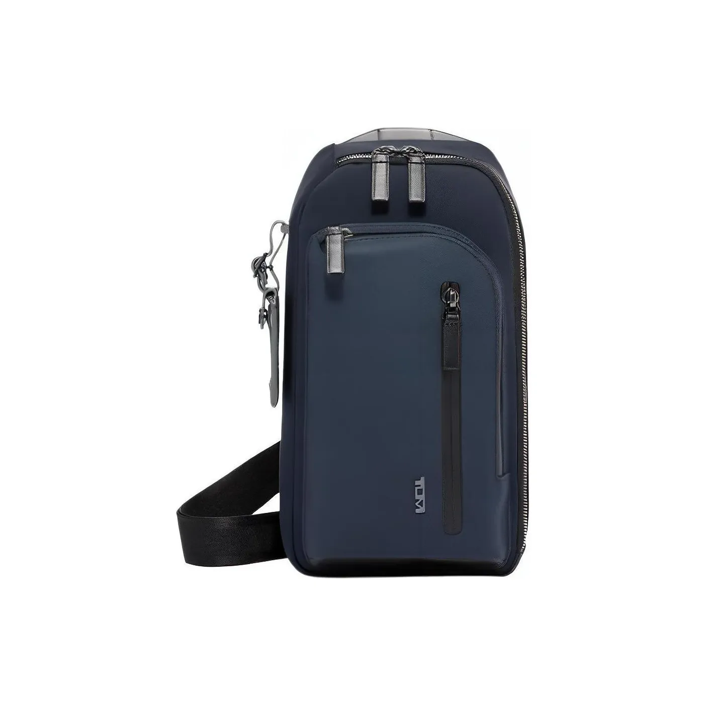 TUMI Nylon And Leather Fanny Pack Shoulder Bag Crossbody Bag Sling Bag Men's Marine Blue Patchwork