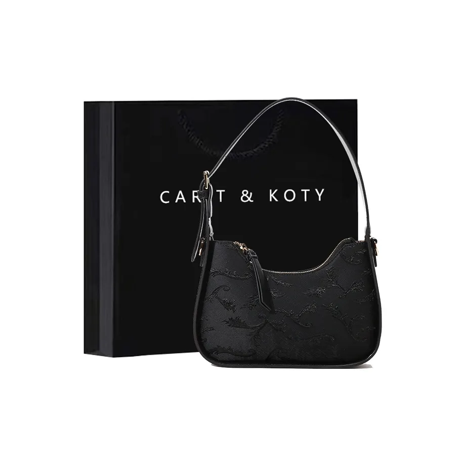Carit Koty Полиуретан Синтетическая кожа с тканью And Тисненая кожа Baguette Сумка на плечо Маленькая Женская Черная