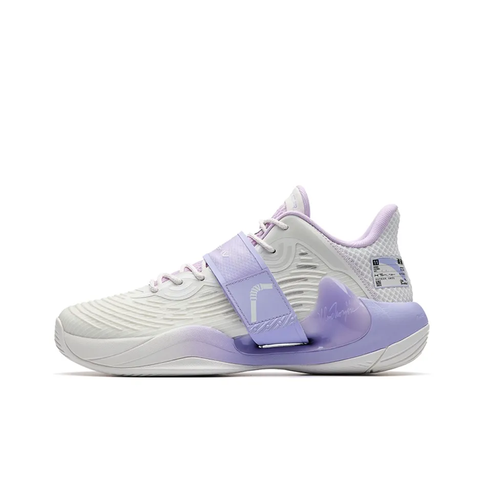 ANTA Water Flower 4 Basketball Shoes Men's Low Top Ivory White/Light Pink Purple