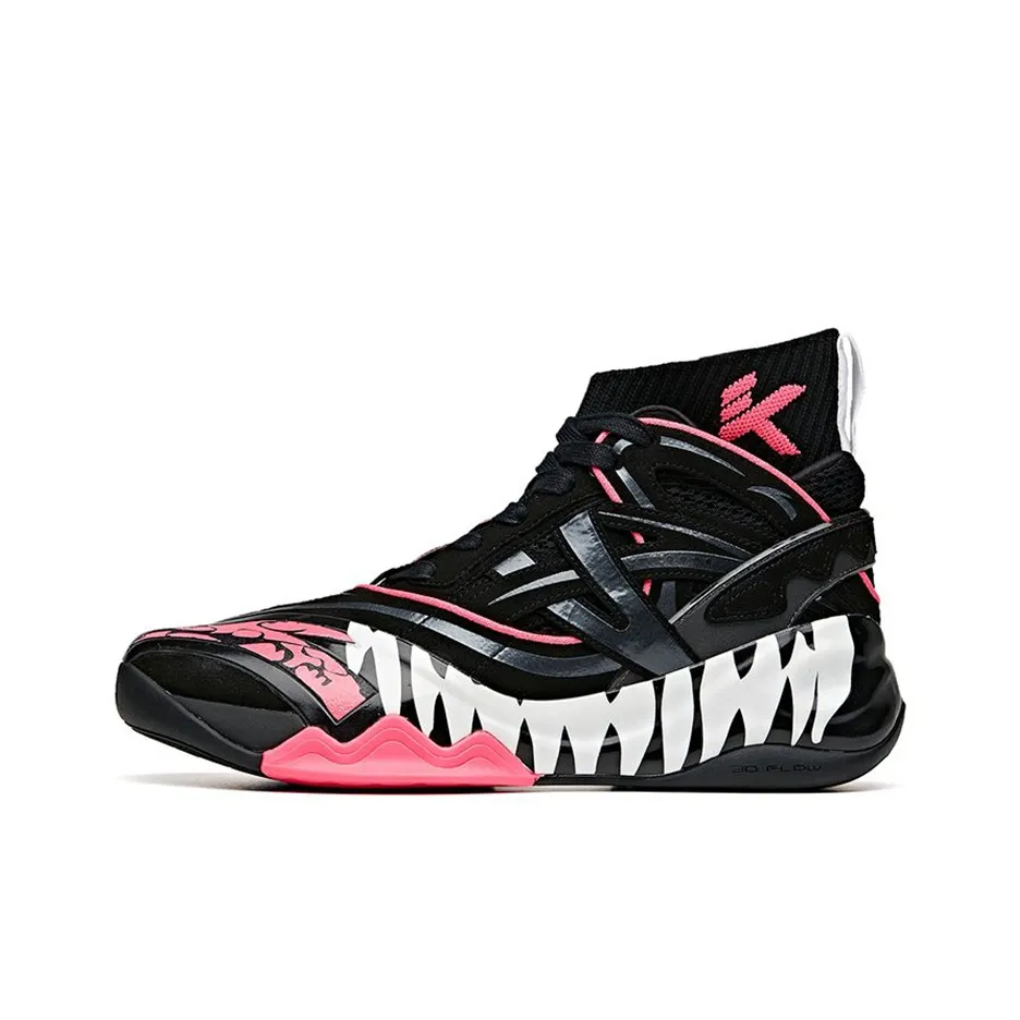 MARVEL x Anta Destruction-Venom KT6 KT Cushioning Anti-Slip And Wear-Resistant High-Top Basketball Shoes Black Pink