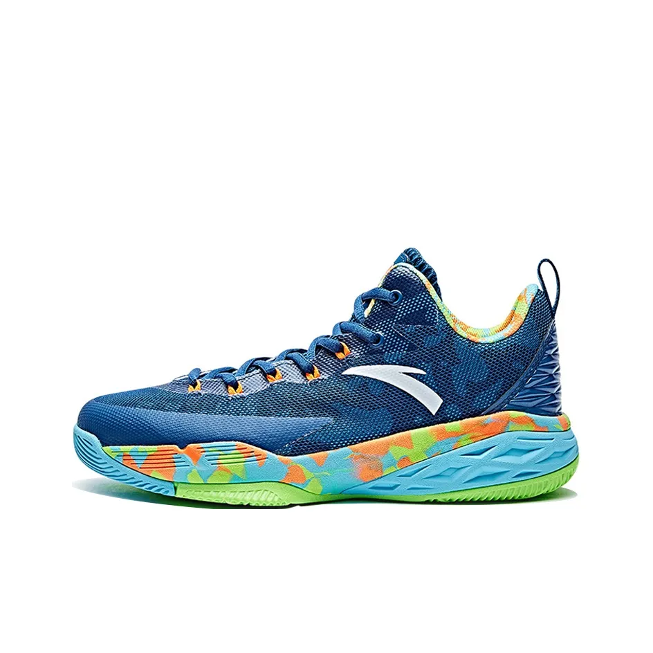 Anta Rhomboid Anti Slip Wear Resistant Low Top Basketball Shoes Men's Blue Green