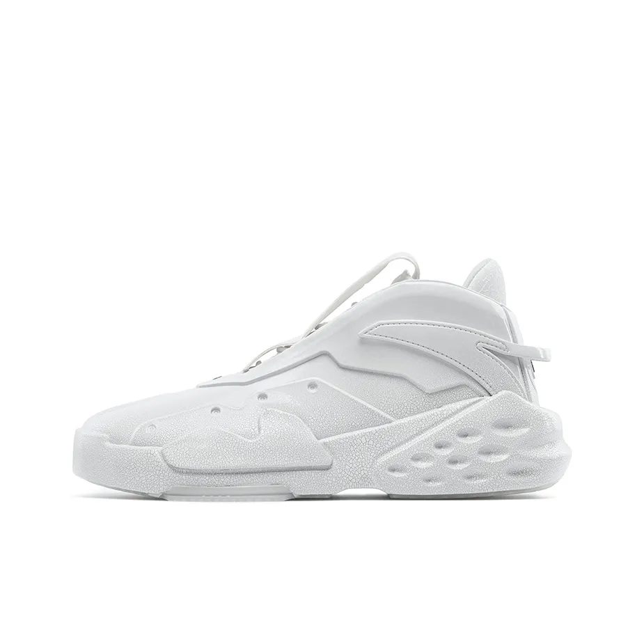 Anta Bastard Monologue Anti Slip Wear Resistant High Top Skateboard Shoes Men's White, Ru Kiln