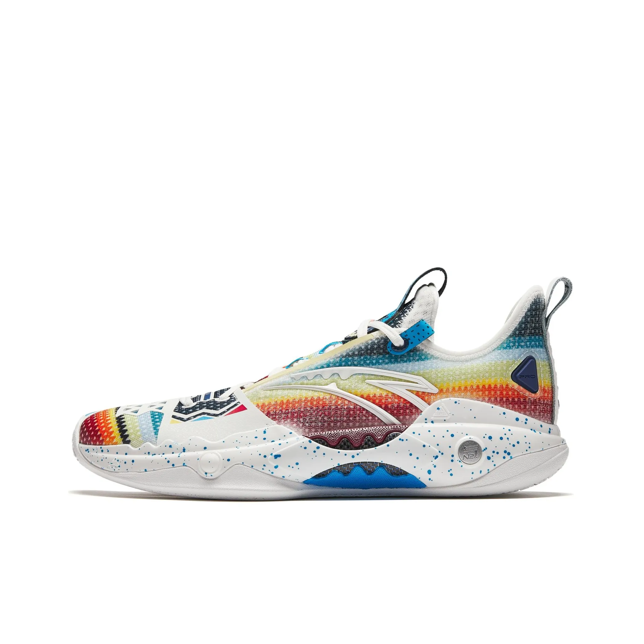 Anta Frenzy 5 Pro Cushioning, Wear Resistant Low Top Basketball Shoes Men's White Blue Red