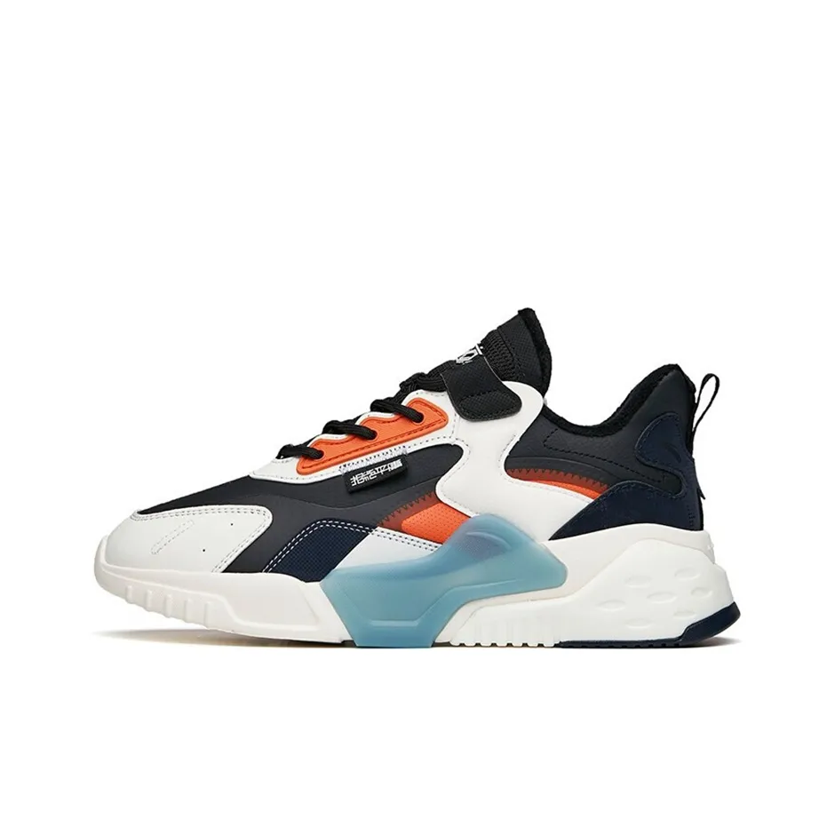 ANTA Rubik's Cube Casual Shoes Men Low-Top Black/Ivory White/Natural Orange