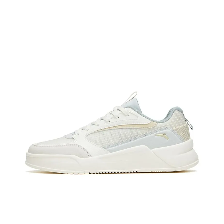 Anta Rubber Bullet Slip Resistant, Abrasion Resistant, Lightweight Low Top Skateboard Shoes Women's White Blue