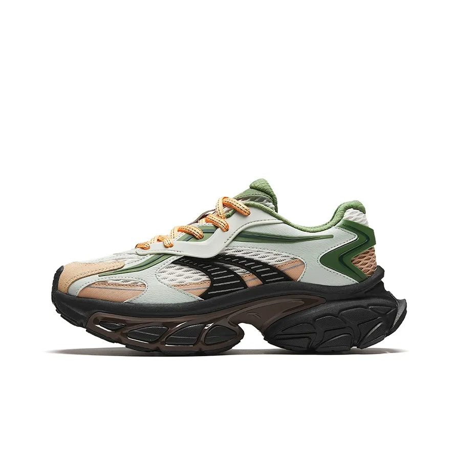 Anta Star Moon Slip Resistant Cushioning Wear Resistant Low Top Chunky Sneakers Men's White Green