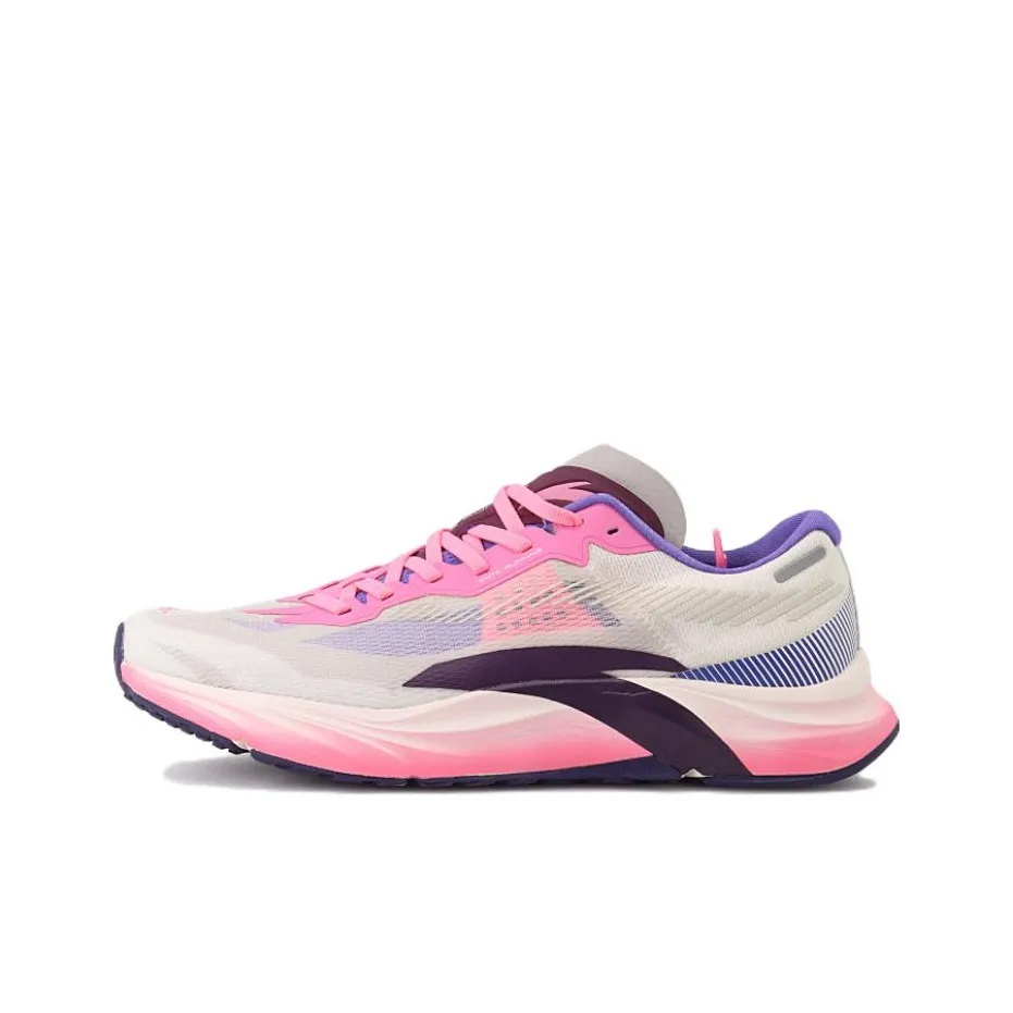 Anta Asphalt Road Fighter 1.0 Wear Resistant Low Top Running Shoes Men's White Pink Purple