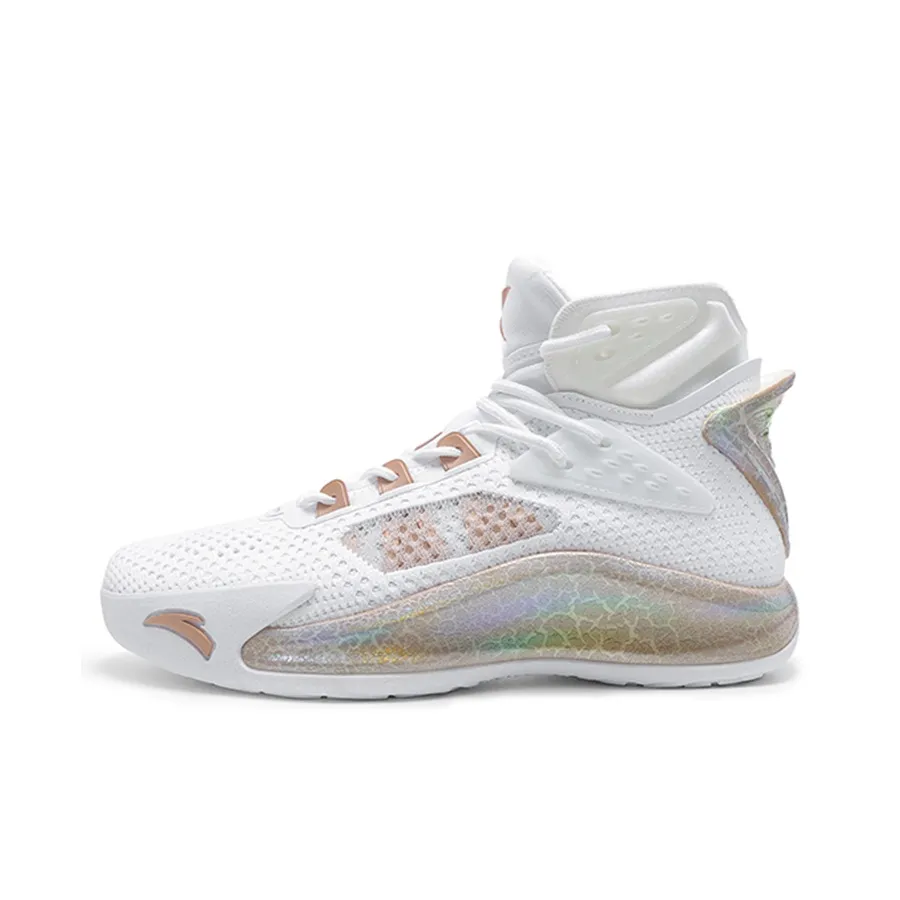 Anta Thompson KT5 Have Fun Slip Resistant And Abrasion Resistant Support High Top Basketball Shoes Men's White Gold
