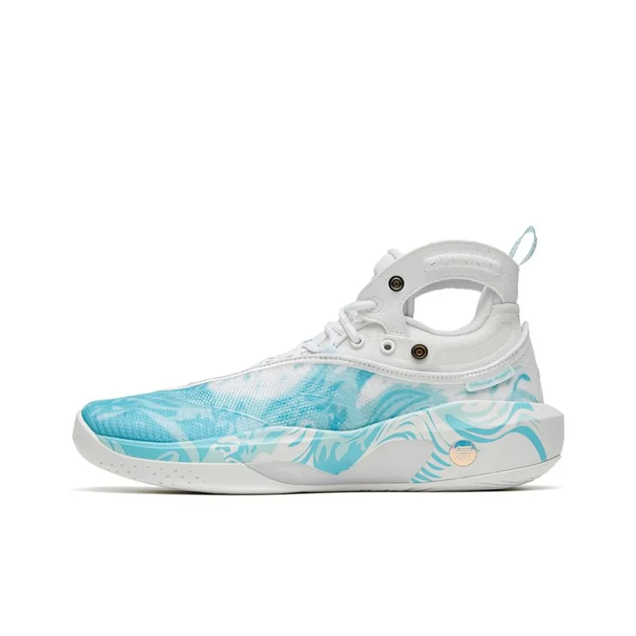 ANTA KT8 Wave Амортизирующие подошва Устойчивая к истиранию Высокий топ Баскетбольные кроссовки для игры Мужской Белый Синий