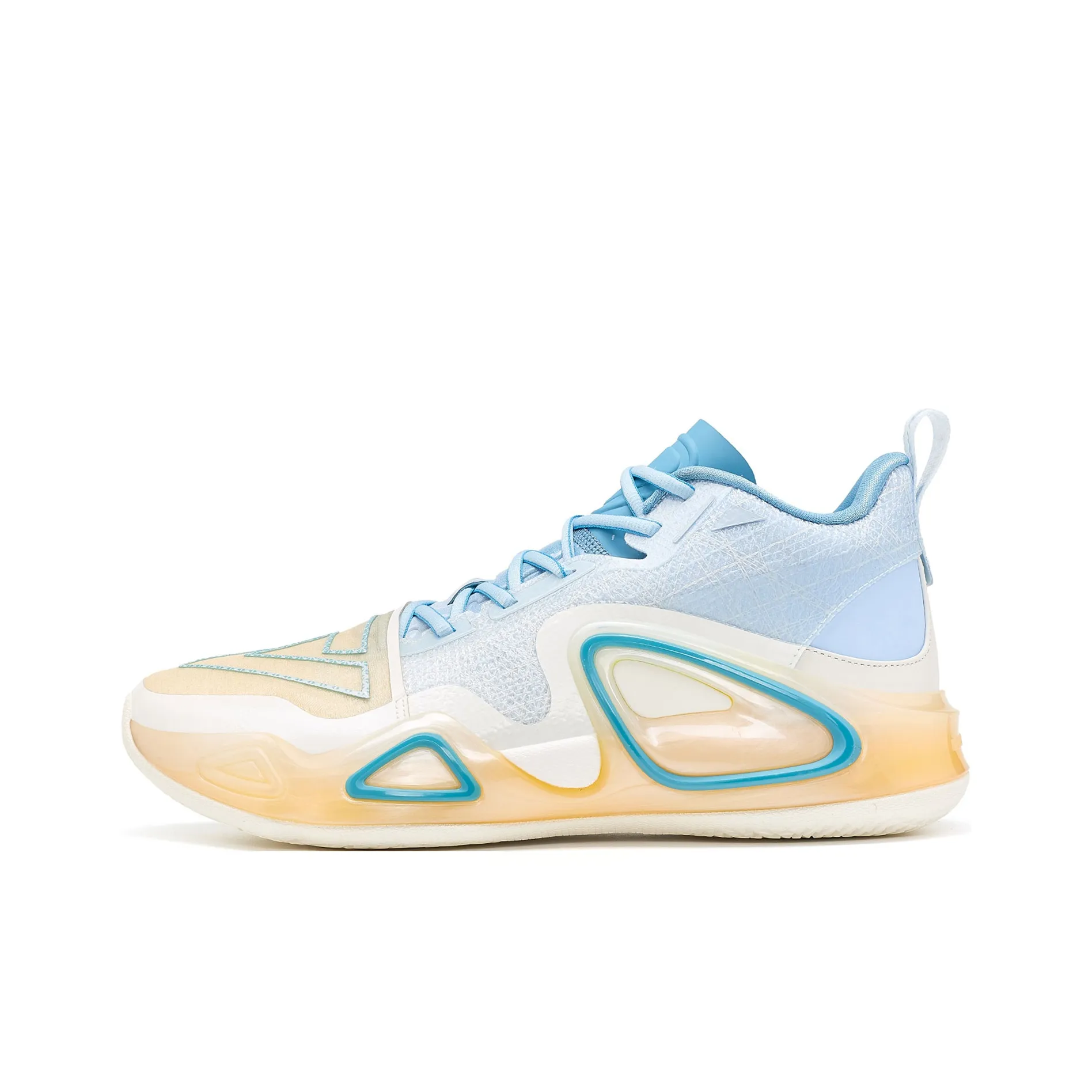 PEAK Surfing The Big Triangle 2.0 Mid Top Performance Basketball Shoes Men's Blue Yellow Gradient Summit Color Scheme