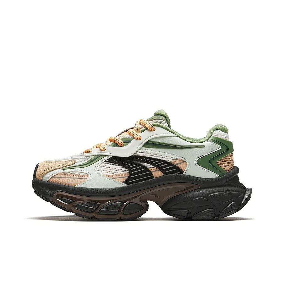 ANTA Star Moon Series Chunky Sneakers Women's Low Top Green Brown