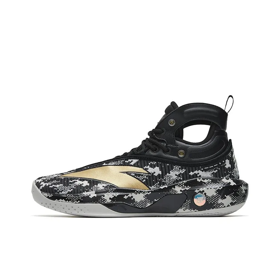ANTA KT8 Basketball Shoes Men's High Top Black Camouflage