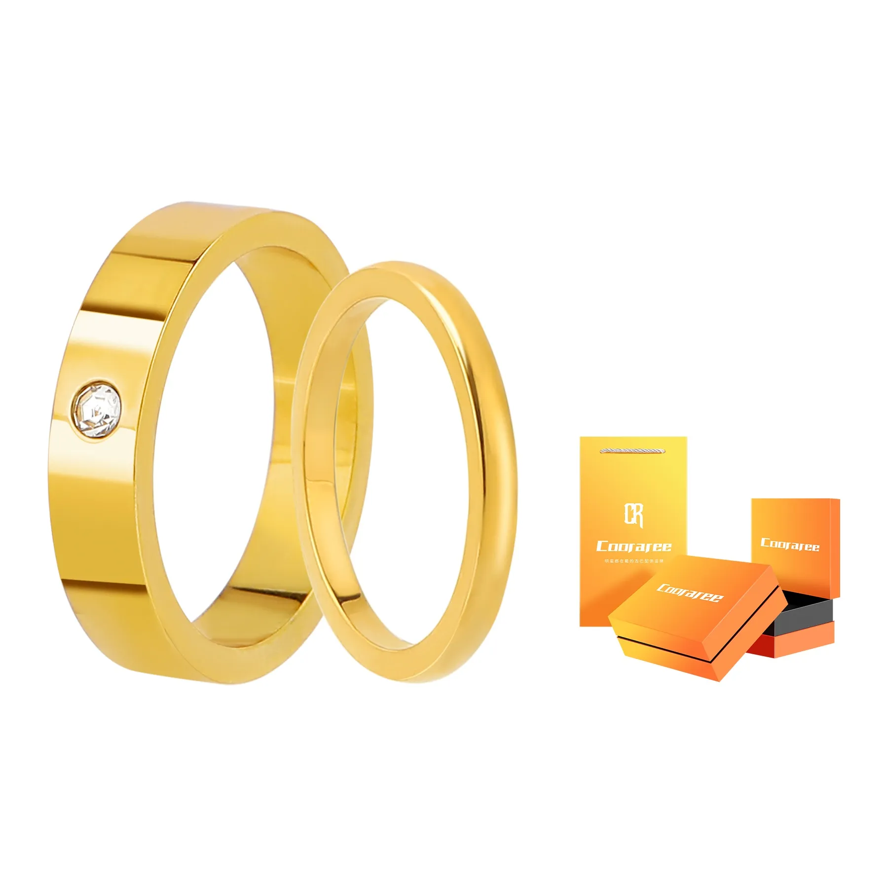 Cooraree Кольца из титанового стального сплава Унисекс