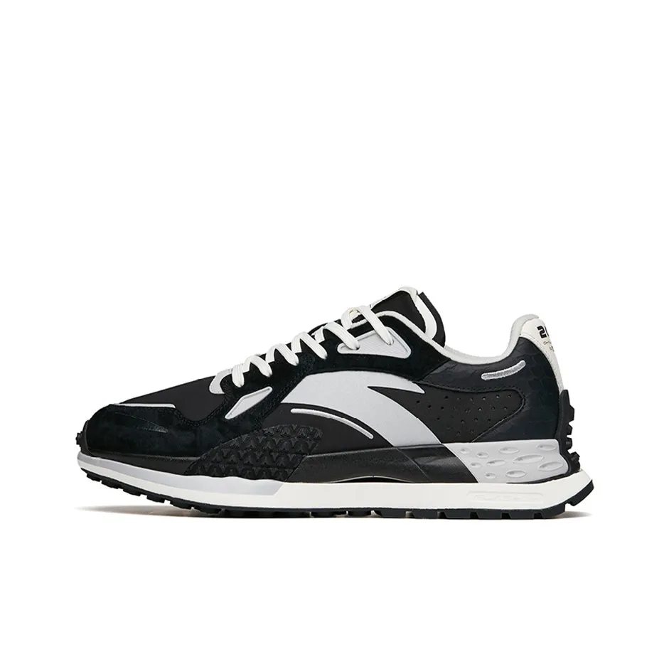 Anta Star Marker Cushioning Slip Resistant And Abrasion Resistant Low Top Running Shoes Men's Black White