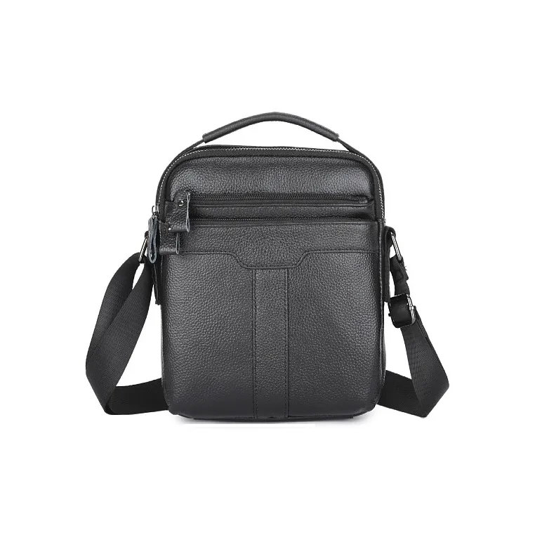 DOSRFINI Сумка через плечо из натуральной коровьей кожи мужская черная