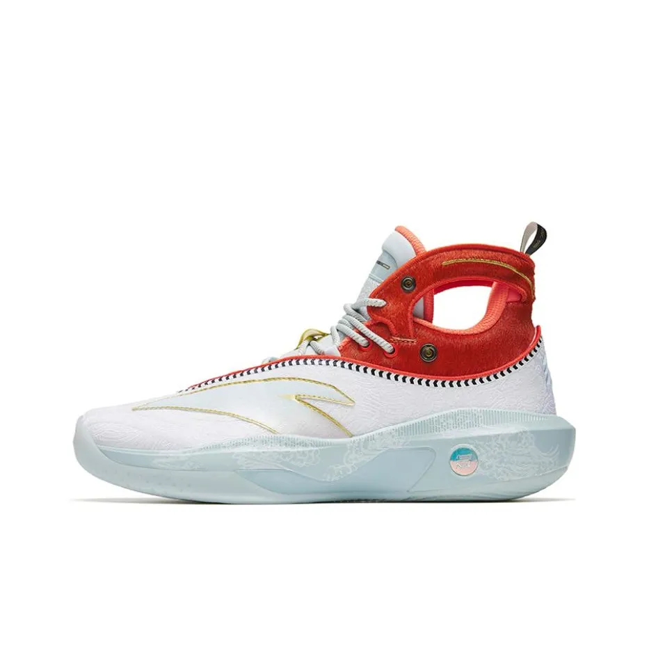 ANTA KT8 KT 8 'Сунь Укун' Амортизаторы Slip-resistant Abrasion-resistant High Top Баскетбольные кроссовки Мужские Белый Красный