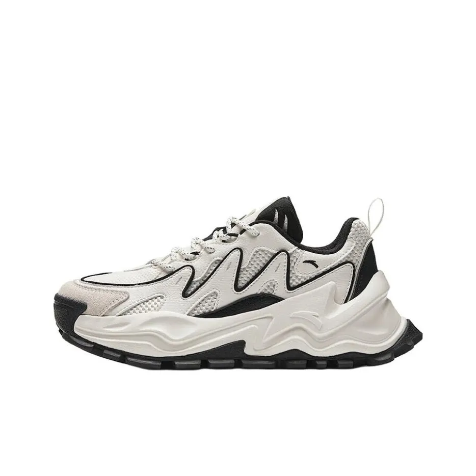 Anta Hot Anti Slip Wear Resistant Low Top Chunky Sneakers Women's Black White