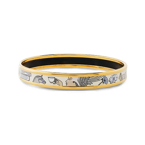 HERMES Enamel Bangles Women's Gold