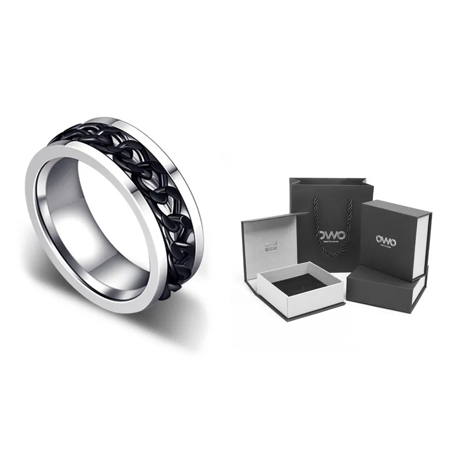 OWO Кольца из титанового стального сплава мужские серебряные