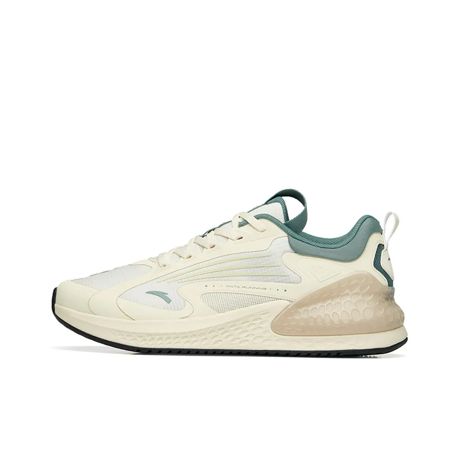 Anta C37+ Cushioned Anti Slip Wear Resistant Breathable Lightweight Low Top Casual Running Shoes Men's White Green