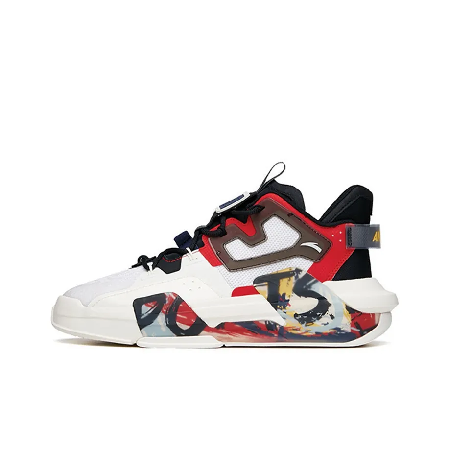 Anta Bastard 3.0 Anti Slip And Wear Resistant Lightweight Low Top Skateboard Shoes White Black Red