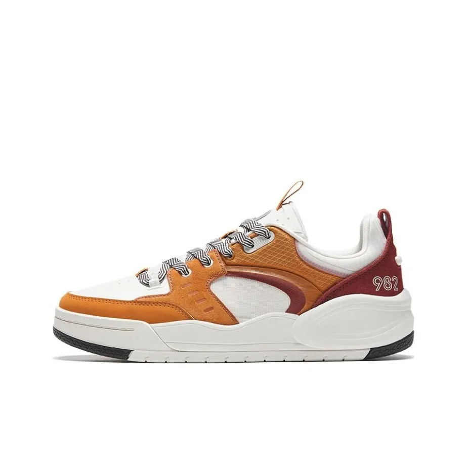 ANTA 982EVO Slip Устойчивый к истиранию Низкий Топ Скейтбординг Кроссовки Мужские Белый Коричневый Красный