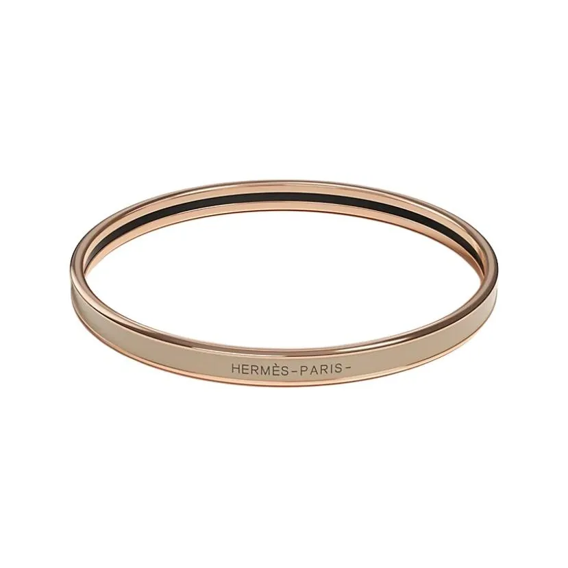HERMES Enamel Bangles Women's Light Umber/Rose Gold