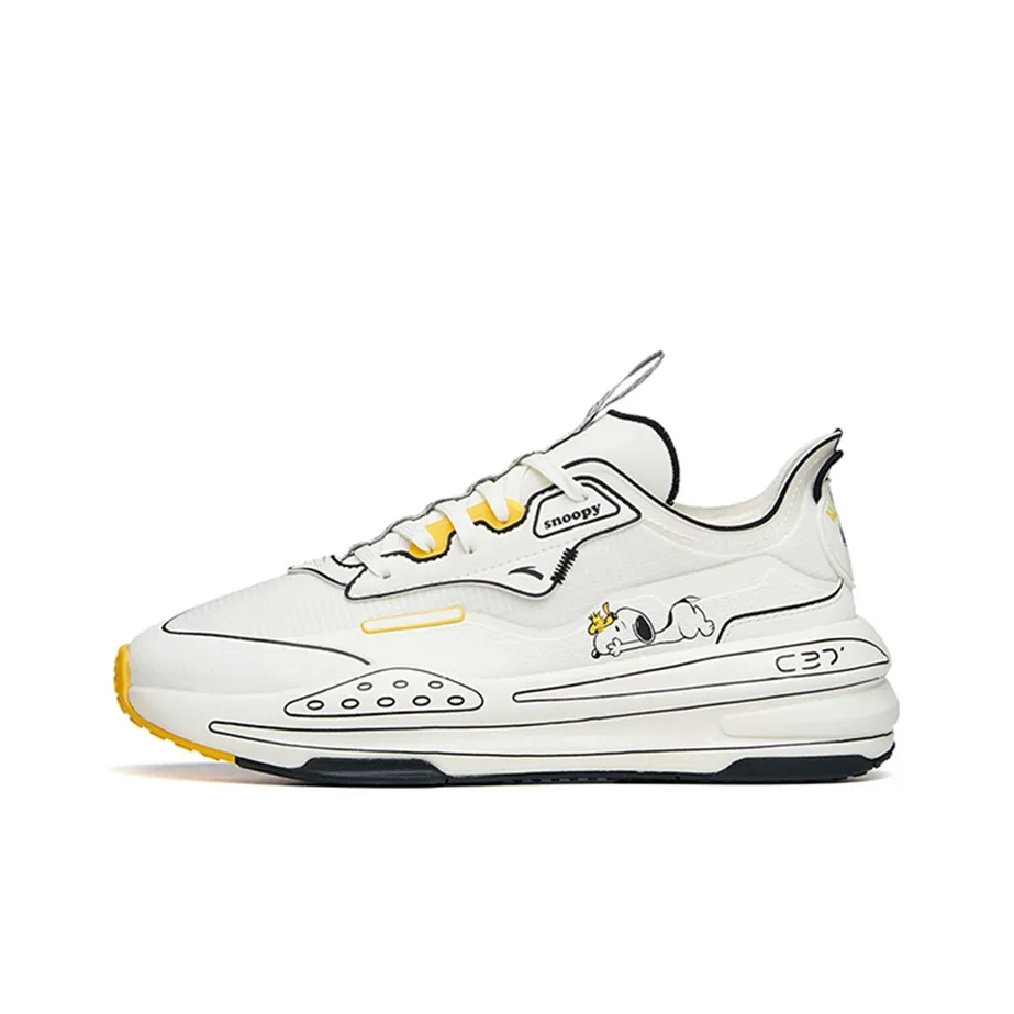 SNOOPY x Anta C37 Series Cushioning Anti Slip And Wear Resistant Low Top Casual Shoes Women's White Yellow