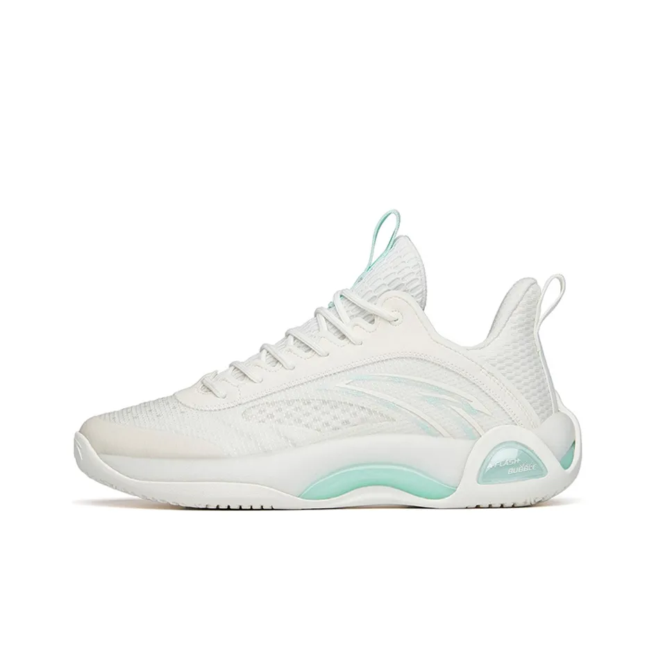 Anta Cement Bubble 2.0 Anti Slip Wear Resistant Low Top Basketball Shoes Men's White Green