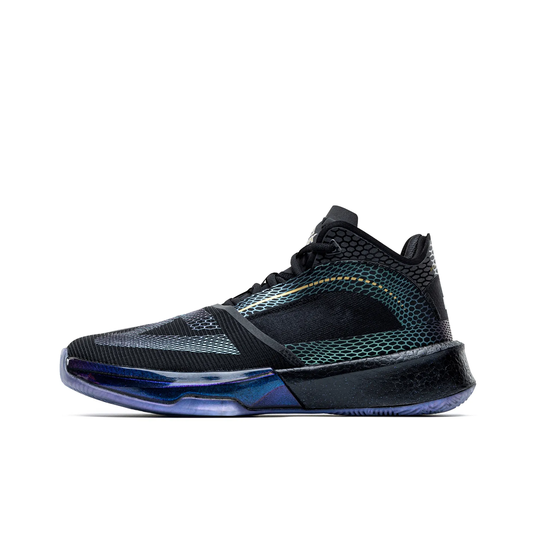 PEAK State Extremely Large Triangle 1.0 Wear Resistant Slip Resistant Cushioning Mid Top Basketball Shoes Black Gold