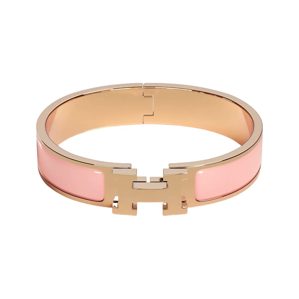 HERMES Enamel Bangles Women's Pink/Rose Gold