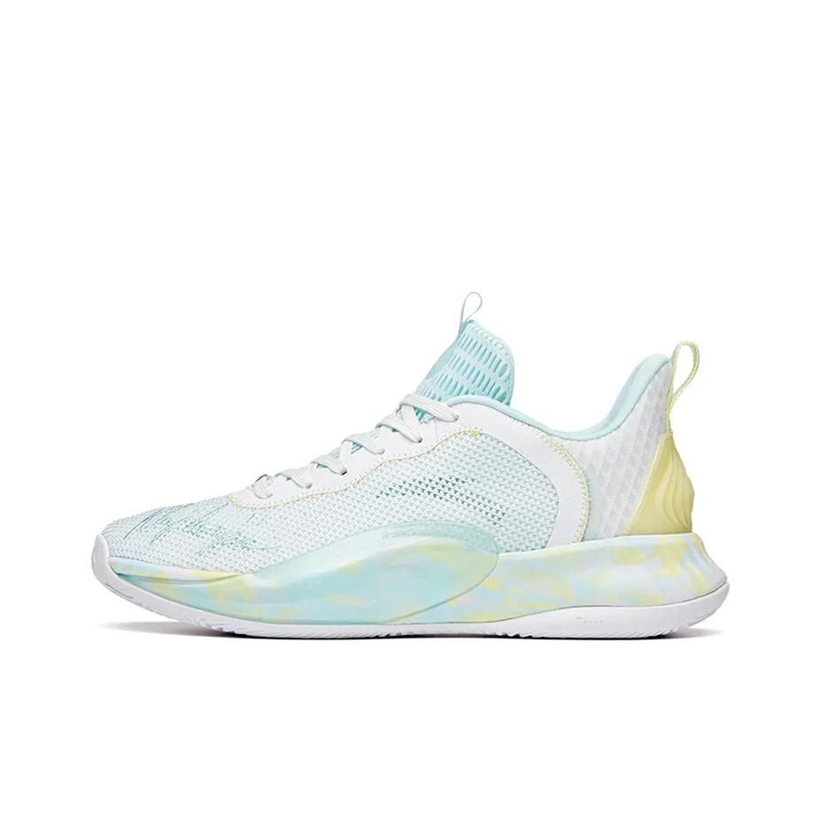 Anta Light Cavalry 6 Anti-Slip Wear-Resistant Low-Top Basketball Shoes White Blue Green