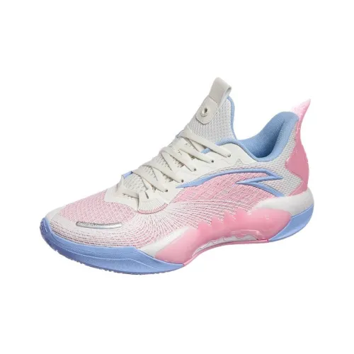 Anta Shock Wave 5 Баскетбольные кроссовки Низкие Бело-розовые Мужские