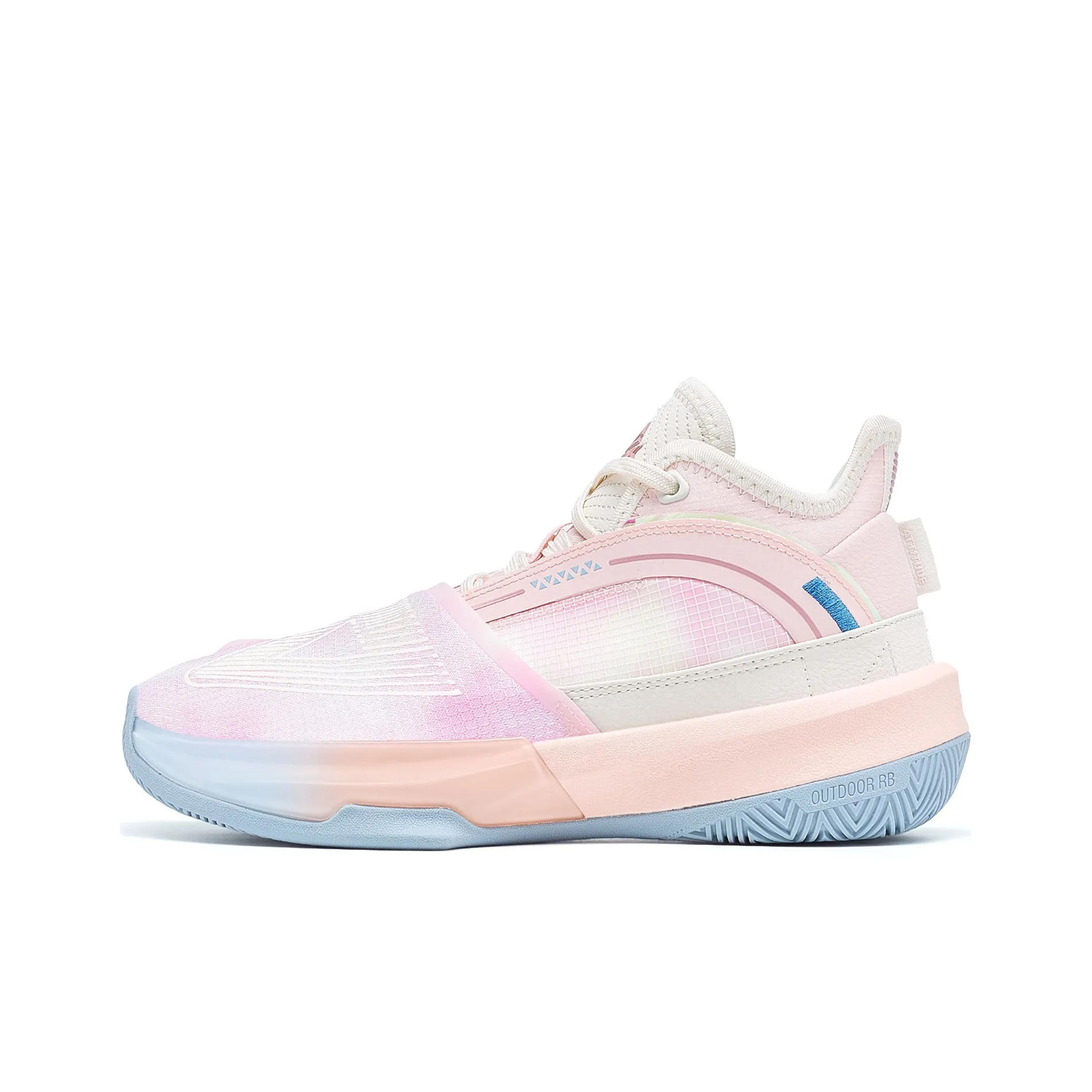 PEAK State Extremely Large Triangle 1.0 Basketball Shoes Women's Mid Top Pearl Pink/Blue/White
