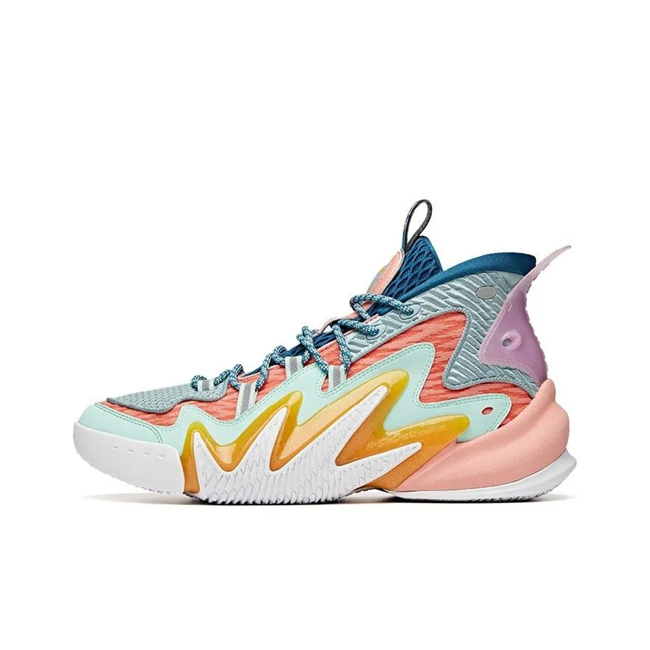 ANTA Berserk 2 Амортизация Устойчивый к истиранию Высококачественное покрытие Высокие баскетбольные кроссовки для мужчин синий зеленый розовый