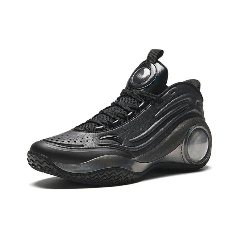 Anta Cement Bubble 4.0 Anti Slip Wear Resistant Mid Top Basketball Shoes Men's Pull Tab Black