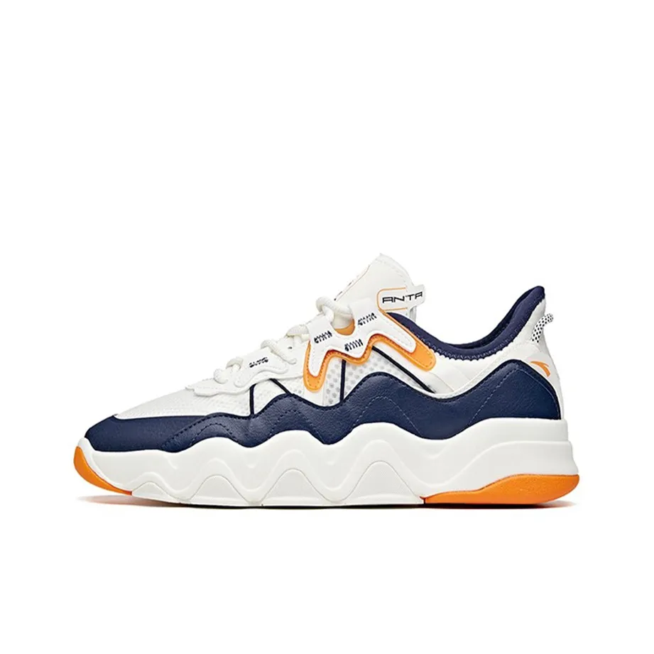 Anta Young Generation Low-Top Running Shoes Men's White Blue Yellow