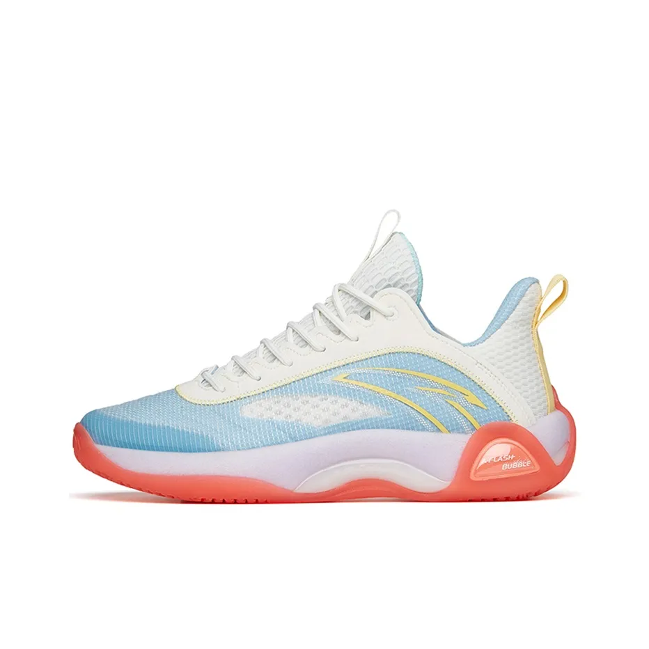 Anta Cement Bubble 2.0 Slip Resistant Low Top Performance Basketball Shoes Men's White Blue, Jelly Upper Blue