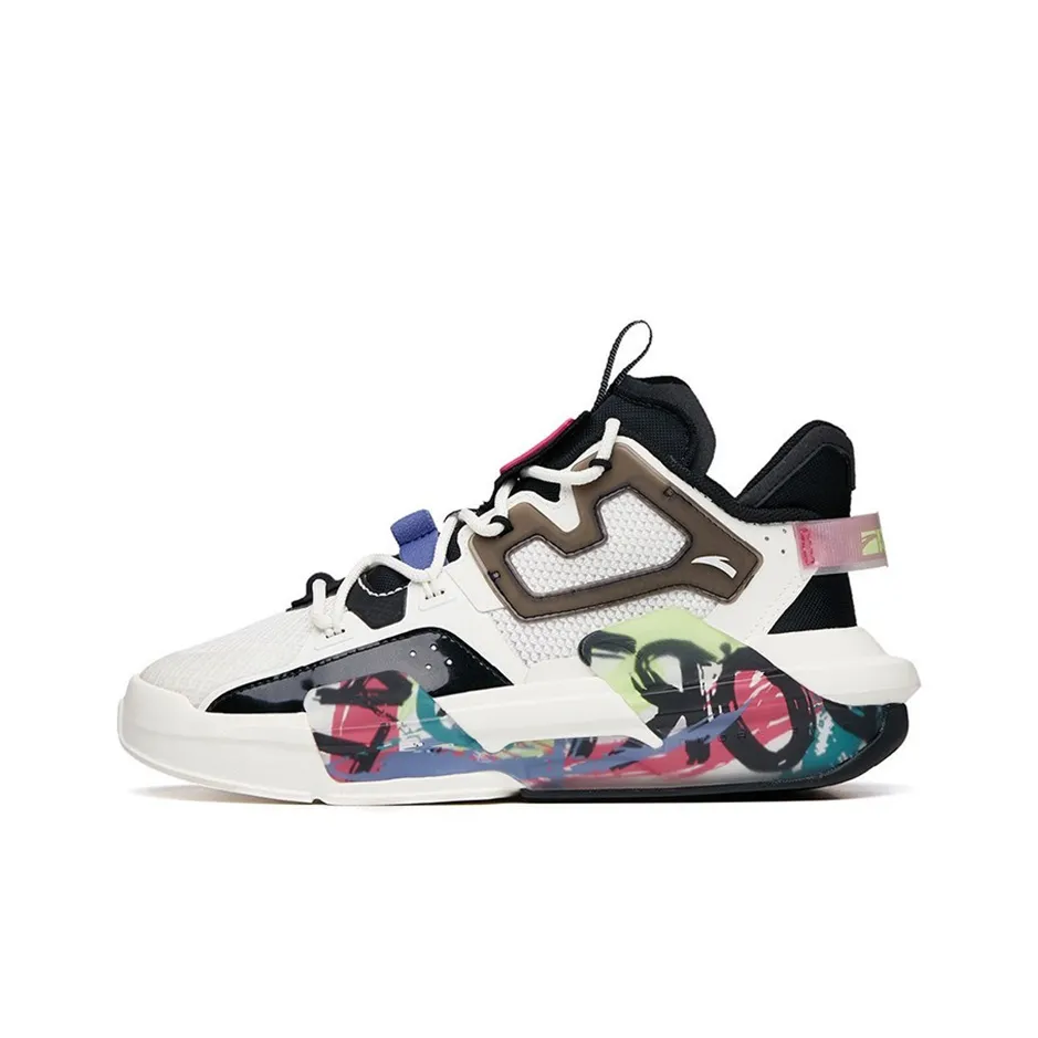 ANTA Bastard Casual Shoes Women's Mid Top Ivory White/Black/Magenta