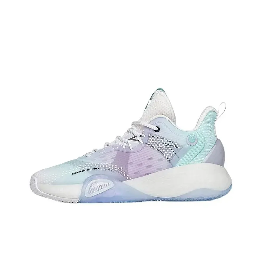 ANTA Bubble Bomb Basketball Shoes Women's Low Top Shallow Beach Green/Lotus Purple/Ivory White
