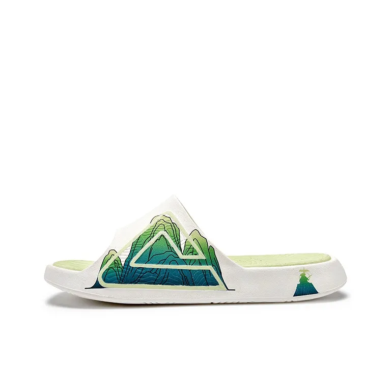 PEAK Slide Slippers Women's White Dark Green