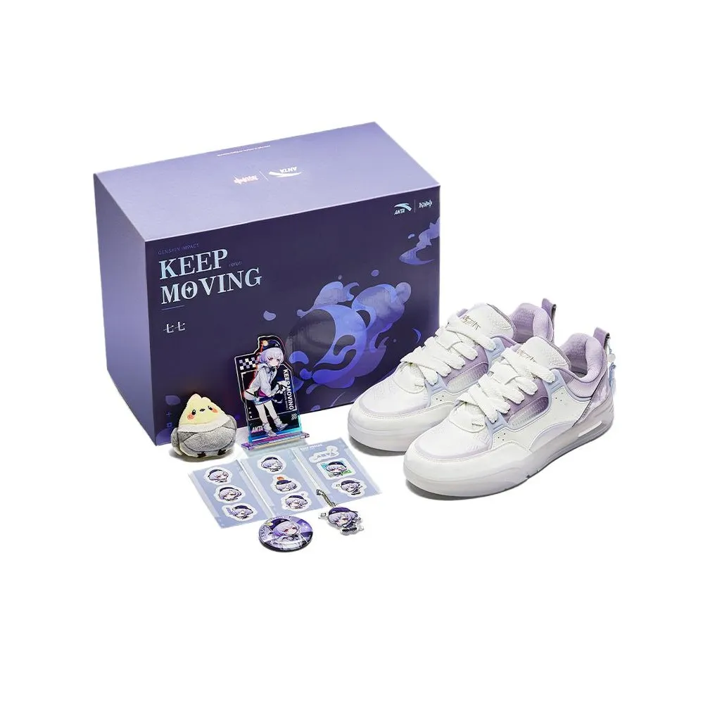 Original God x ANTA Износостойкий Баланс Легкий Низкий Топ Скейтборд Кроссовки Мужские Белый Фиолетовый