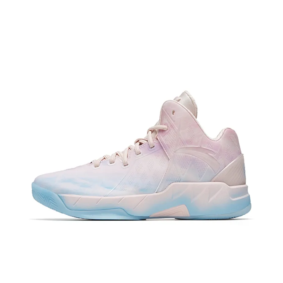 Anta KT1 Pro Cushioning Anti-Slip And Wear-Resistant Breathable Coverage Support High-Top Basketball Shoes Pink Blue