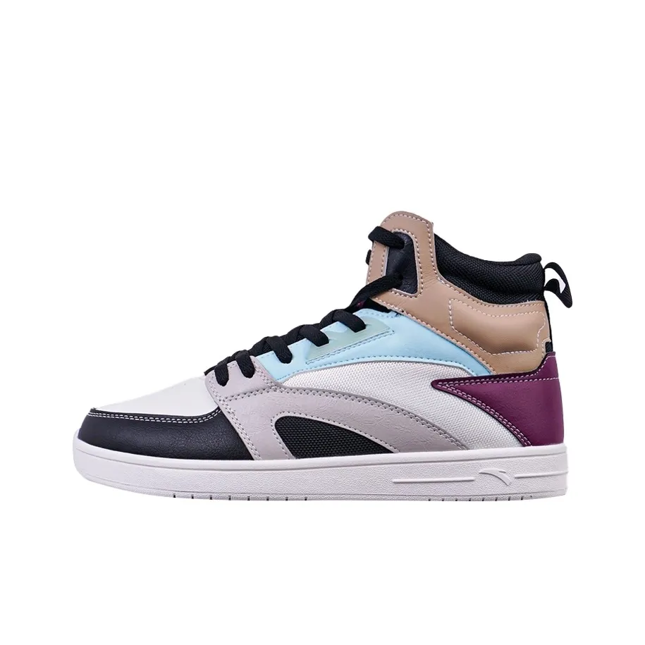 Anta Anti Slip Wear Resistant High Top Skateboard Shoes Men's White Gray Brown