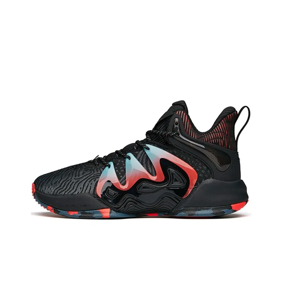 Anta Mountain 1 Cushioning, Slip Resistant, Abrasion Resistant Coverage Mid Top Basketball Shoes Men's Black