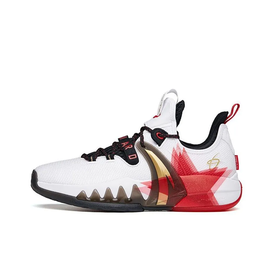 Anta GH2 'Five Stars' Anti-Slip Wear-Resistant Low-Top Basketball Shoes White Red