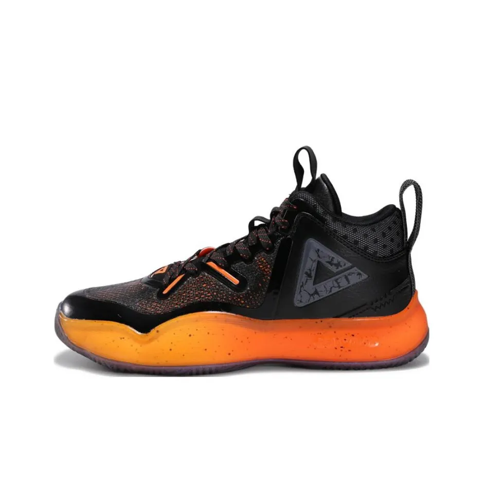 PEAK Full-Length Lightweight Taichi Beast 9th Generation Cushioning High-Top Basketball Shoes Unisex Black Orange