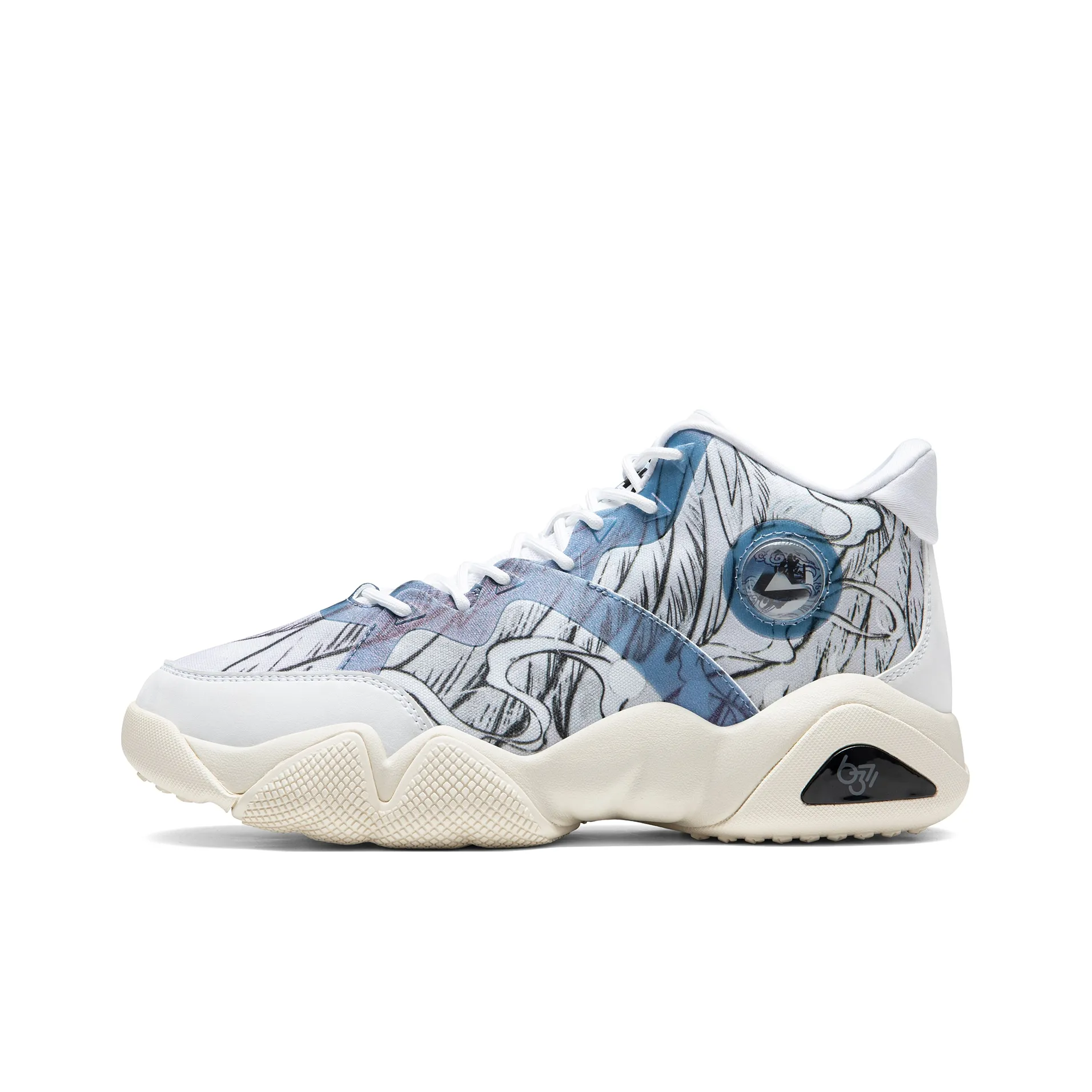 PEAK State Pole 6371 Deep Luminous Cushioning Breathable Mid-Top Basketball Culture Sports Casual Shoes Men's Gray Blue