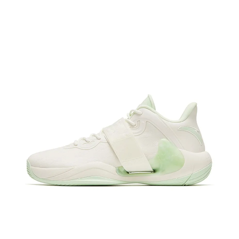 ANTA Water Flower 4 Basketball Shoes Men Low Top Ivory White/Bright Aqua Green