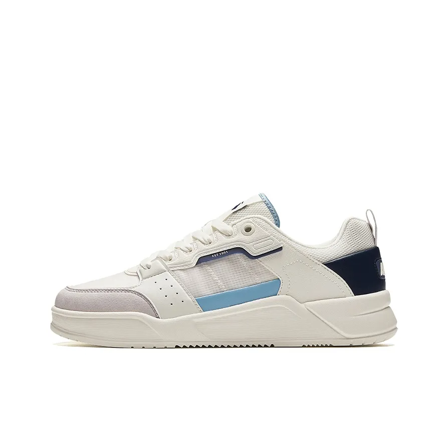 ANTA Rubber Bullet Skateboard Shoes Men's Low Top Ivory White/New Ink Blue/Light Silver Gray